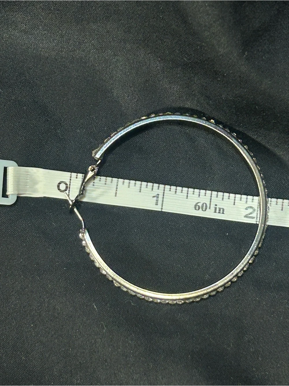 Crystal-Accented Silver Hoop Earrings - Clear Stone Sparkle